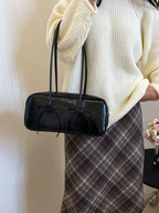 Seeing Double Leather Bow Trim Shoulder Bag