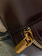 Seeing Double Leather Bow Trim Shoulder Bag